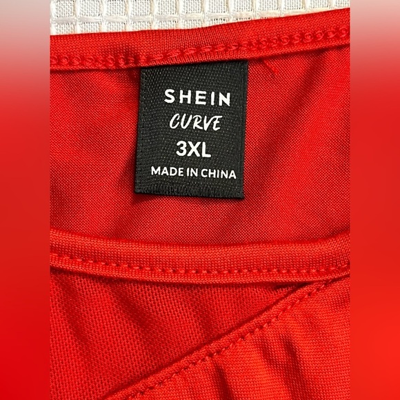 SHEIN Curve Plus Size Red Long Sleeve Sheer Mesh Splicing Bodysuit Women’s 3XL - Picture 6 of 16